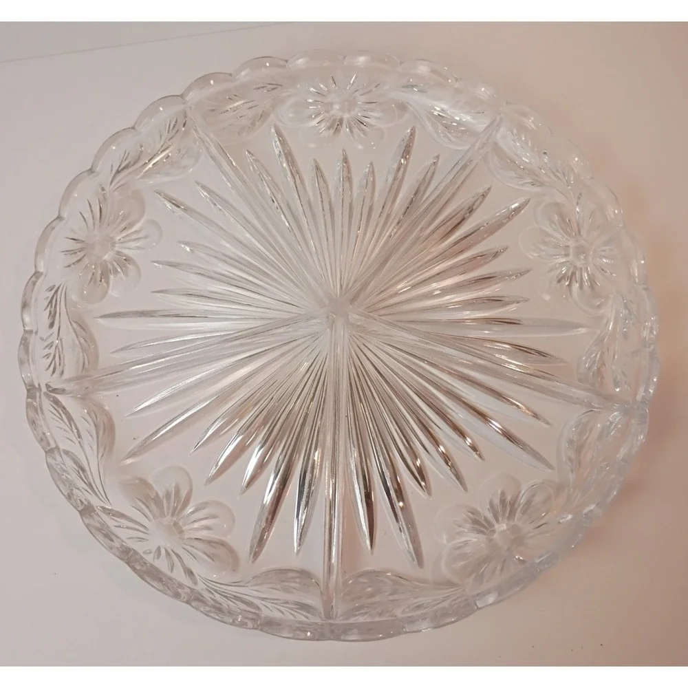 Vintage German Crystal Relish Dish Divided Snack Tray Clear Large 12 3/8